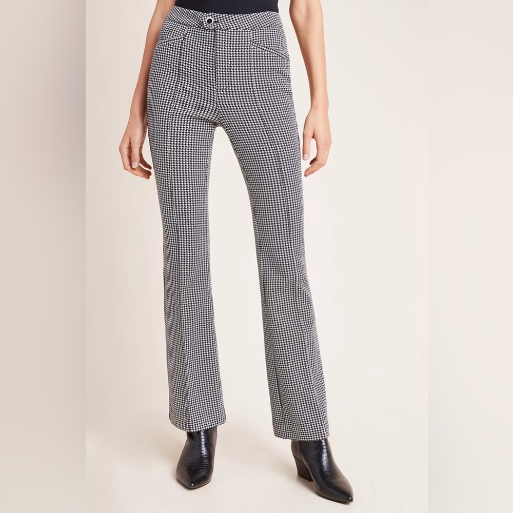 Anthropologie Essential Houndstooth Bootcut Trousers (Size 8)